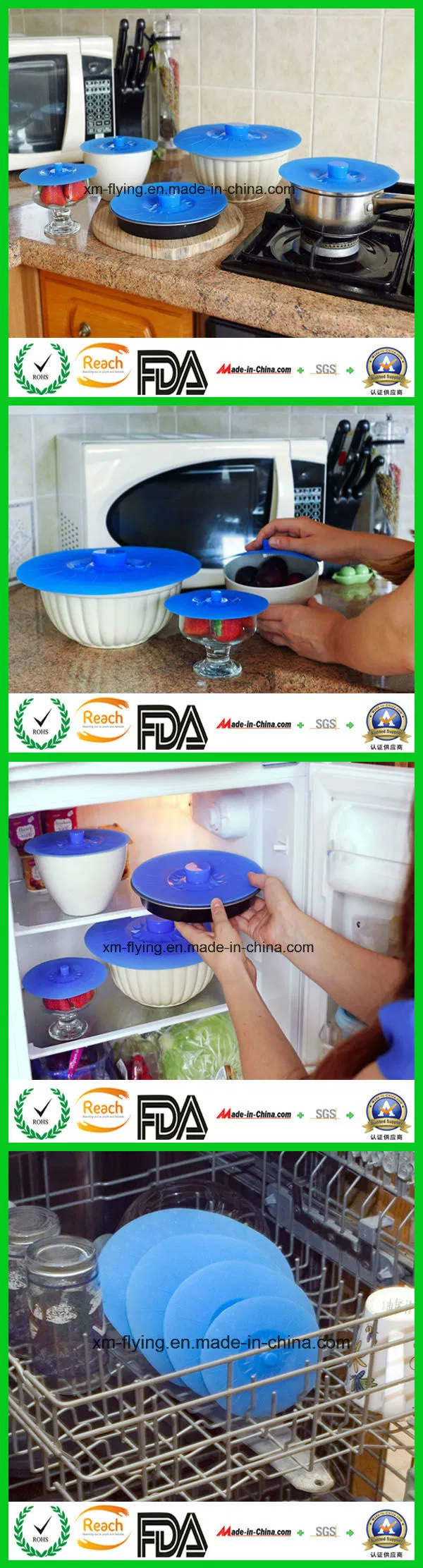 Reusable Suction Seal Heat Resistant Microwave Lids for Cups/Bowls/Plate/Pots/Pan