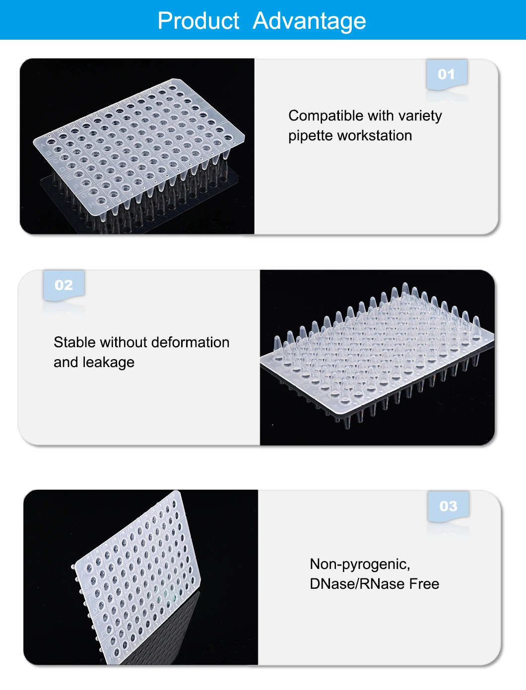Konfu Lab Supply Dnase/Rnase/and Human DNA Free 100UL 96-Well PCR Plate/Tubes Non-Skirteded White