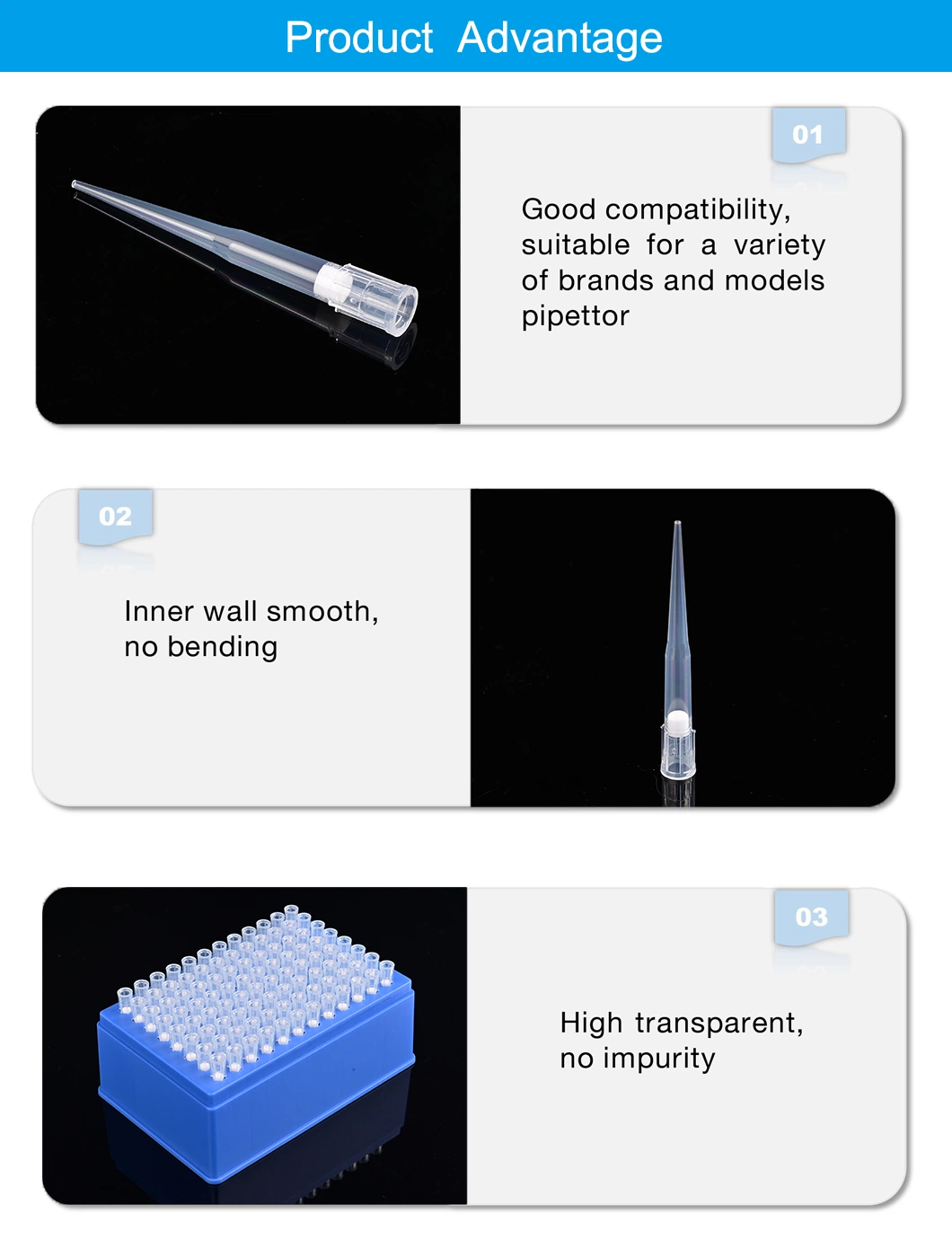 Eco Friendly Beckman 50UL Automation Filtered Pipette Tips Used for Nucleic Acid Detection Protein Isolation